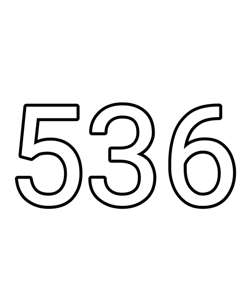 Black and white color numbers 536 png