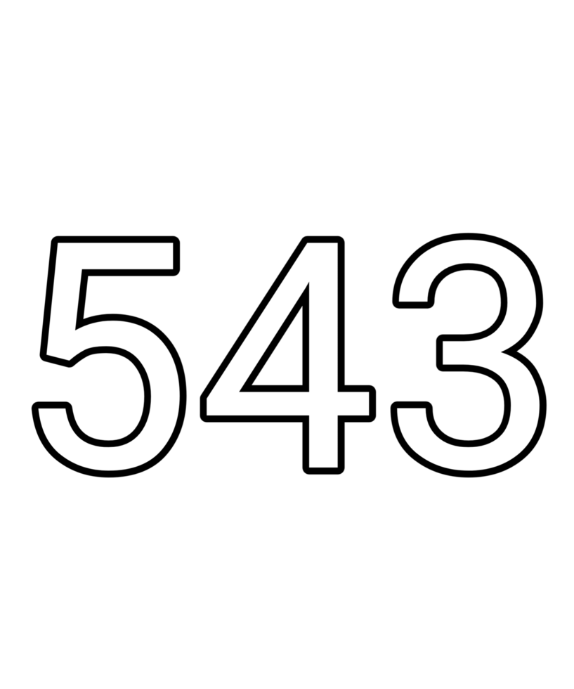 Black and white color numbers 543 png