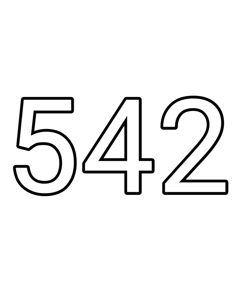 Black and white color numbers 542 png