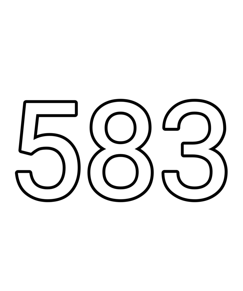 Black and white color numbers 583 png