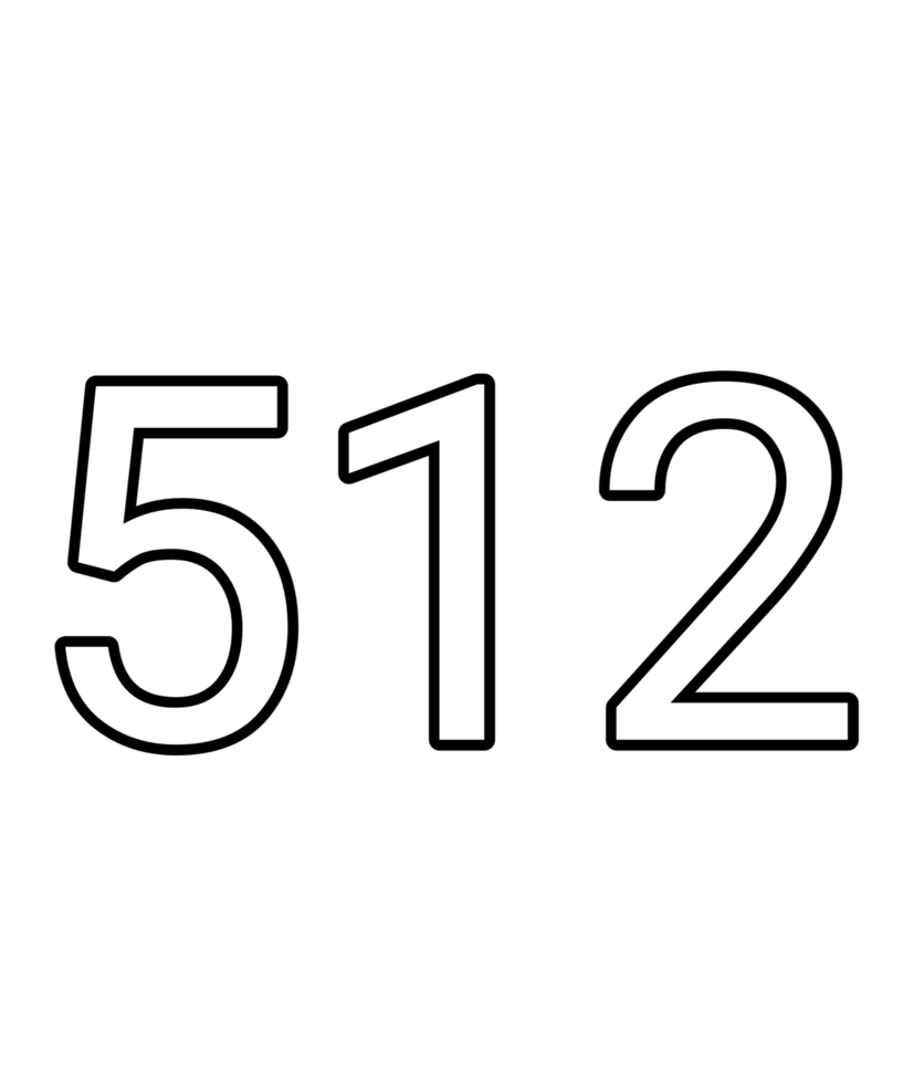 Black and white color numbers 512 png