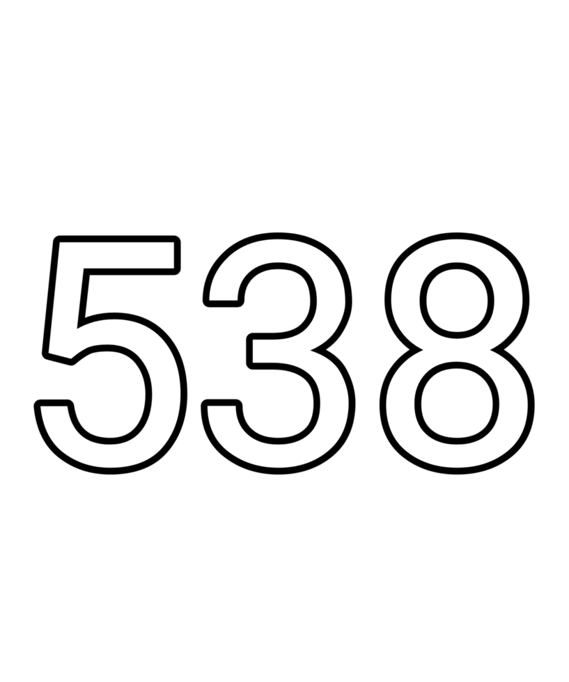 Black and white color numbers 538 png