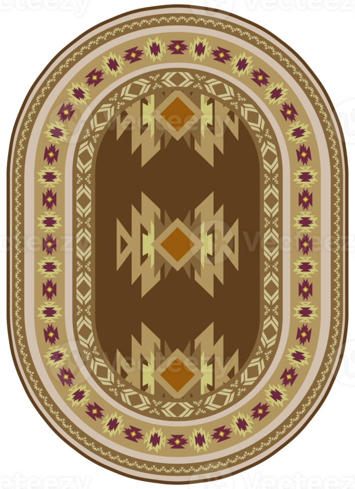 Round rug design, tribal print, geometric pattern, bohemian style png