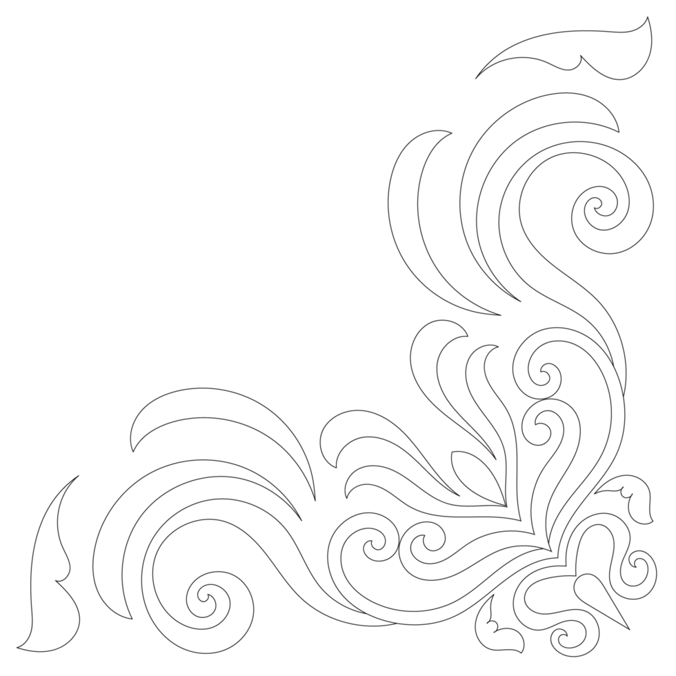 black line vintage corner pattern png