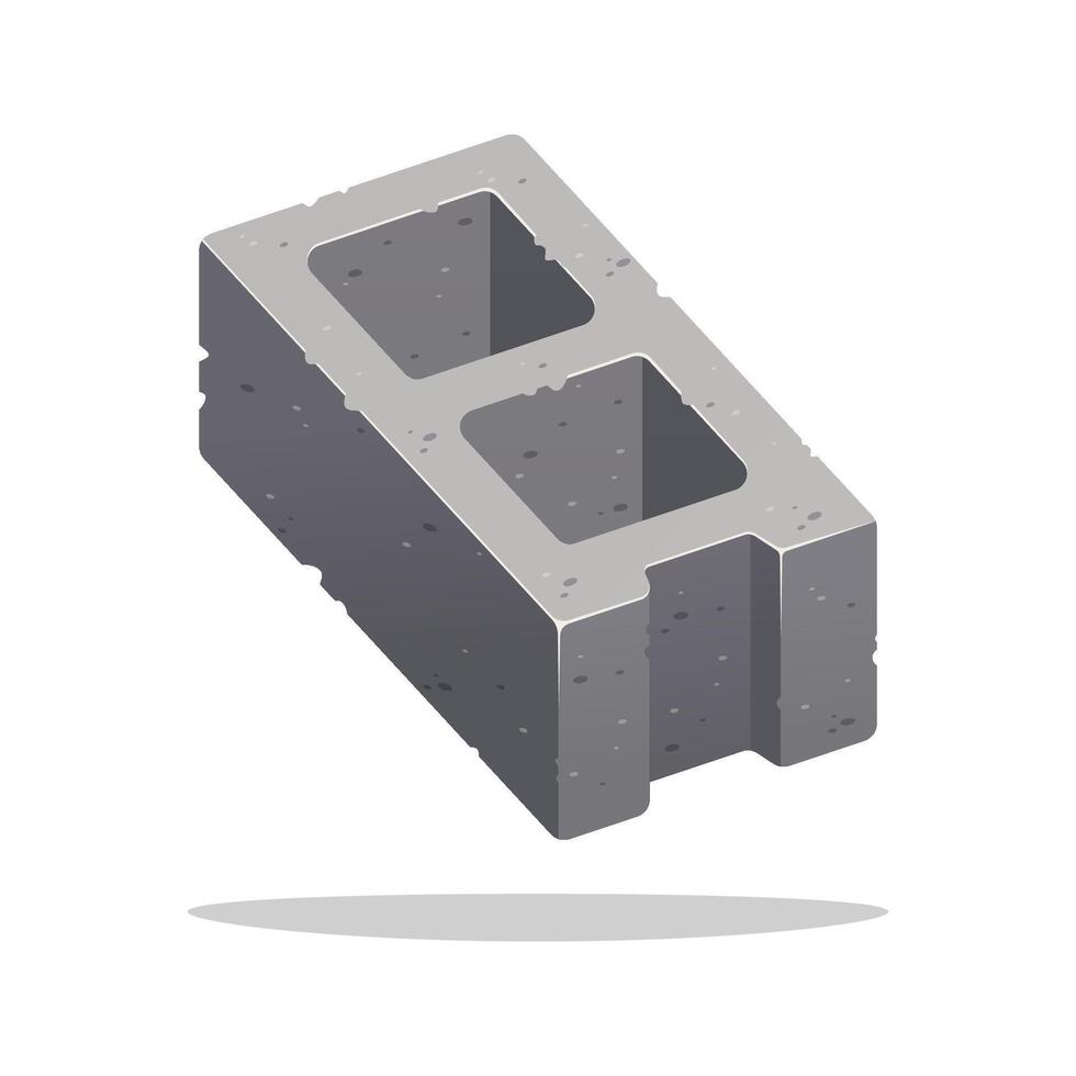 Cement cinder block isolated on white background. vector