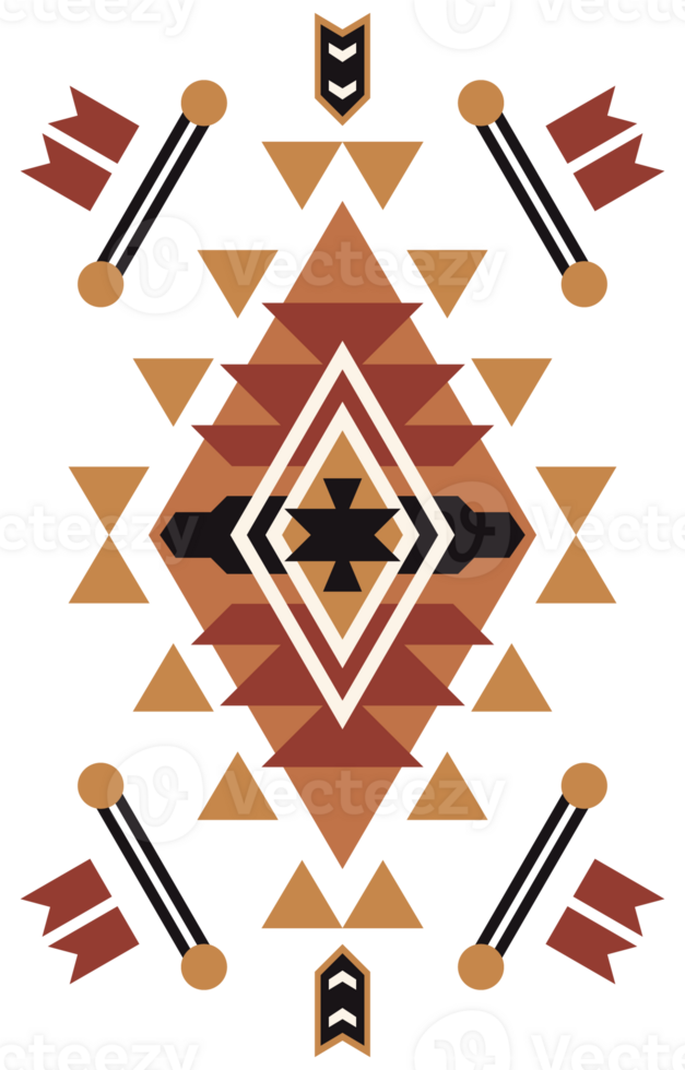Native Tribal Aztec geometric patterns combine bold shapes and vibrant colors, creating a striking visual appeal. png