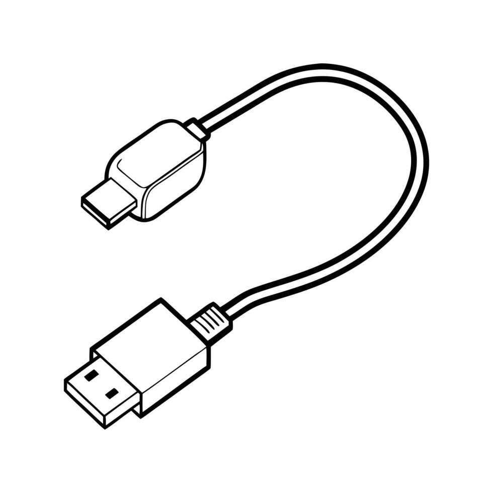 USB cable and charger illustration vector