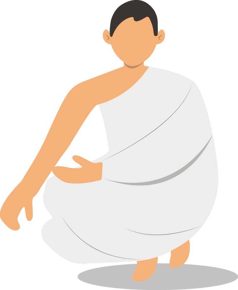 Illustration of Muslim Man Hajj Pilgrims in Flat Design. vector