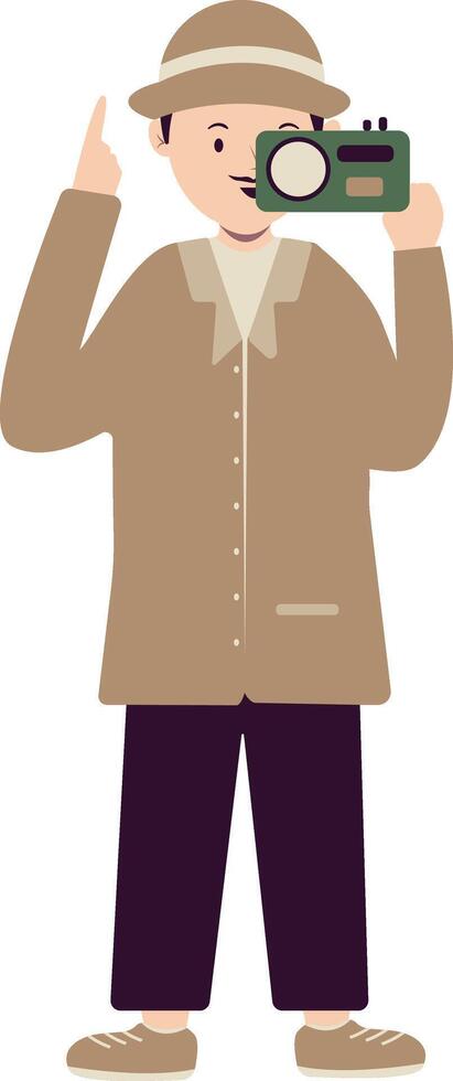 Detective or Spy Character on White Background. vector