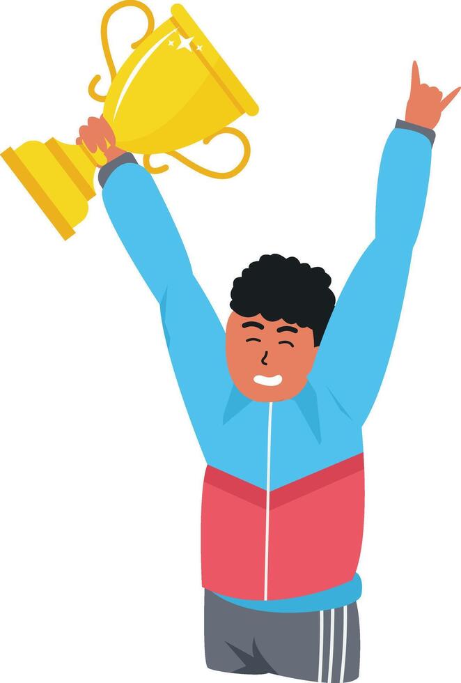 Illustration of Man Holding Trophy vector