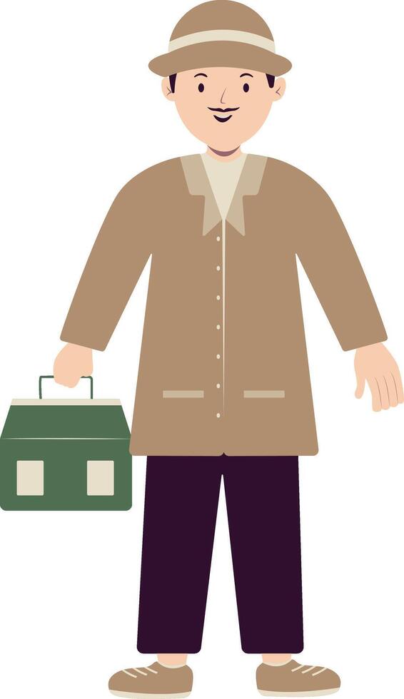 Detective or Spy Character in Cartoon Design vector