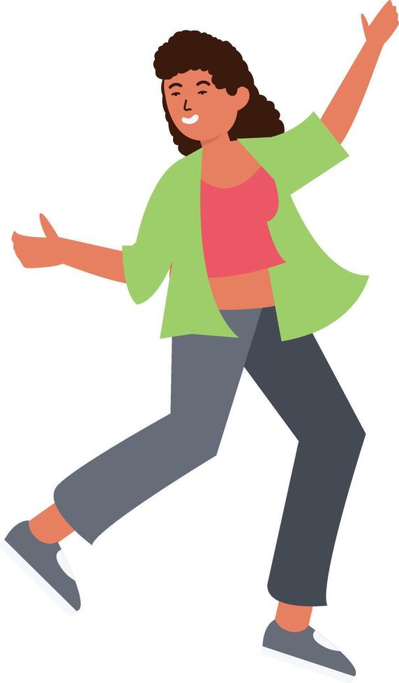 Woman Dancing Character on White Background. vector