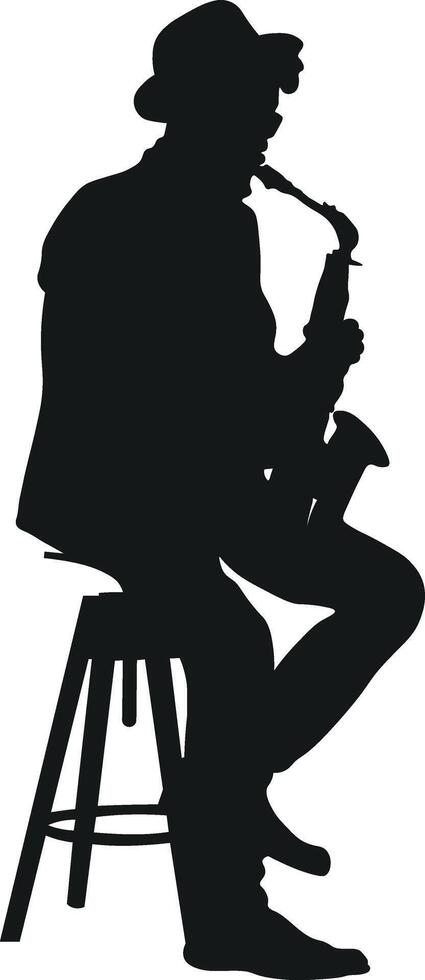 Silhouette of Men Playing Saxophone vector