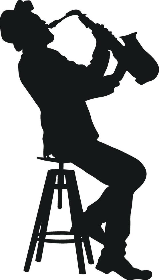 Silhouette of Saxophone Player. vector