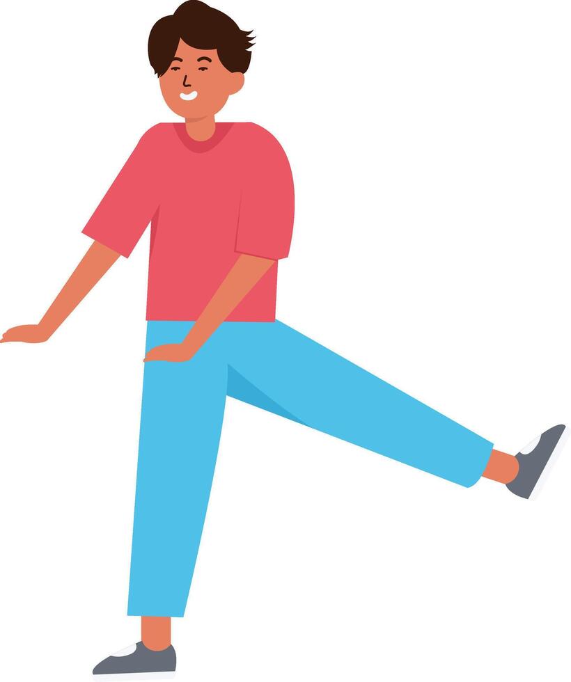 Boy Dancing Character Isolated on White Background. vector