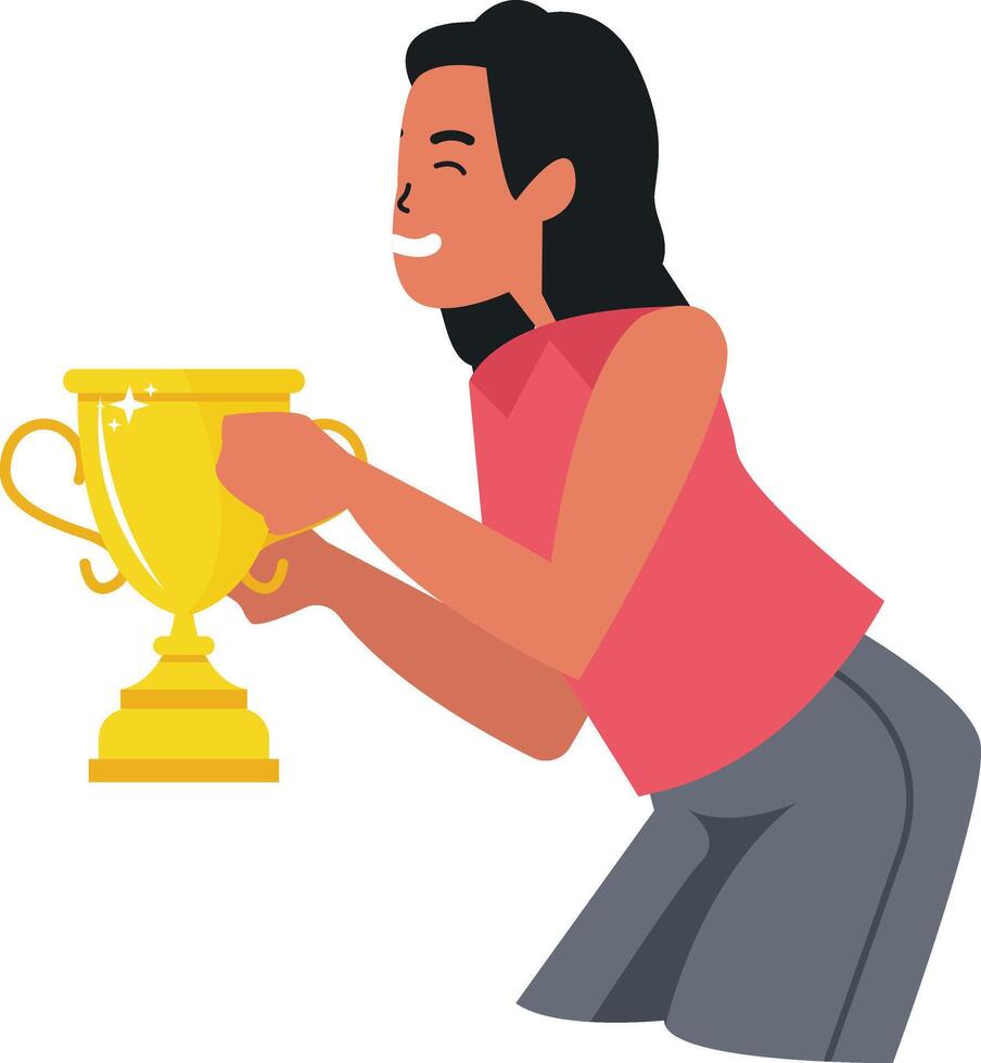 Illustration of Woman Holding Trophy vector