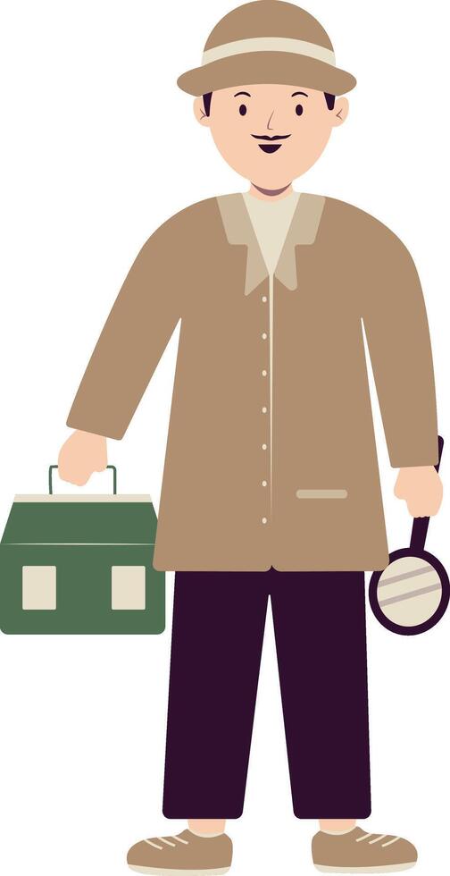 Men Detective Character with Cartoon Design vector