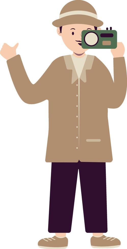 Detective or Spy Character on White Background vector