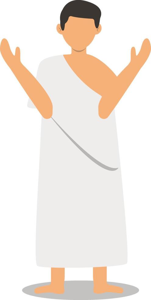 Illustration of Muslim Man Hajj Pilgrims in Cartoon Design vector