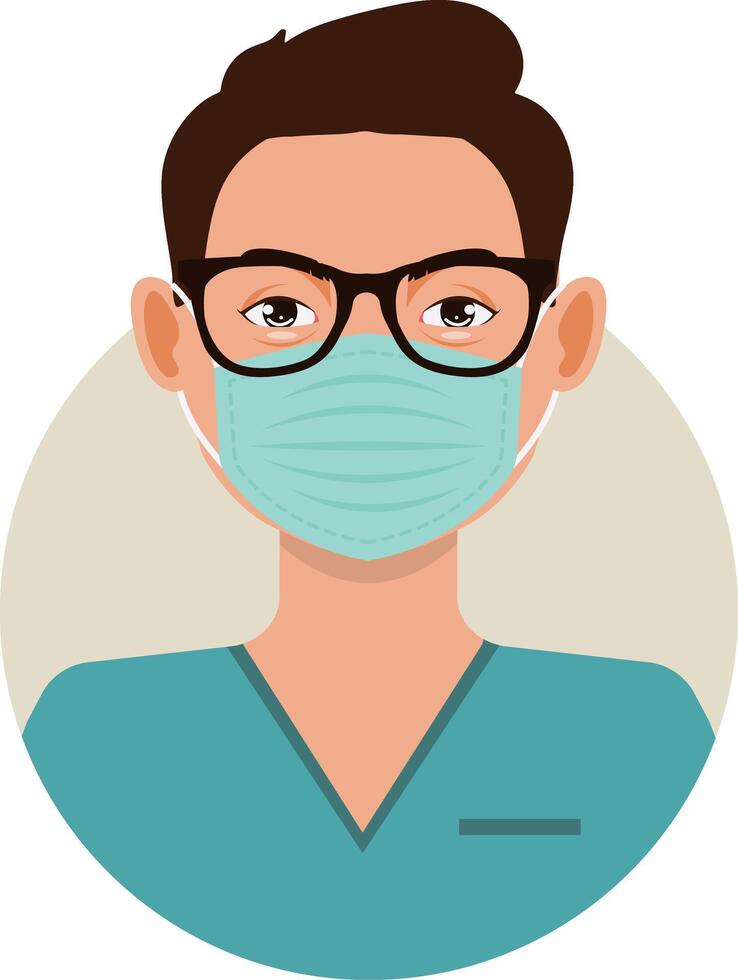 Men Nurse Illustration with Mask vector