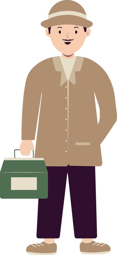 Detective or Spy Character in Cartoon Design. vector