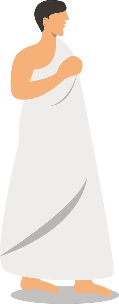 Illustration of Muslim Man Hajj Pilgrims with Cartoon Design. vector