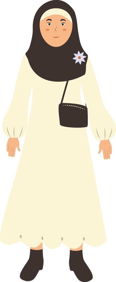 Hijab Muslim Female Style Illustration with Flat Cartoon Design vector