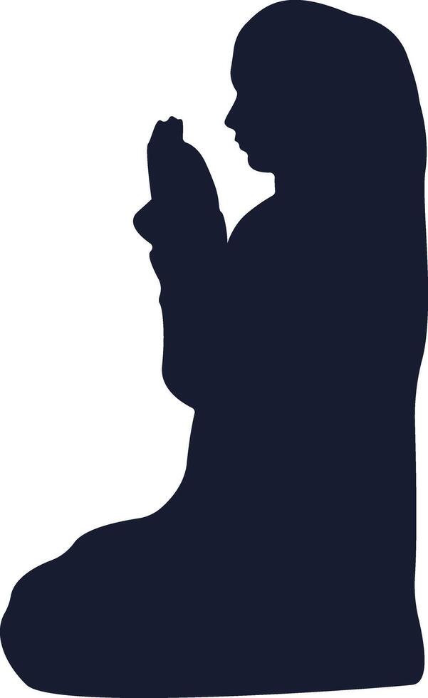 Silhouette of Muslim Sitting and Praying Design vector