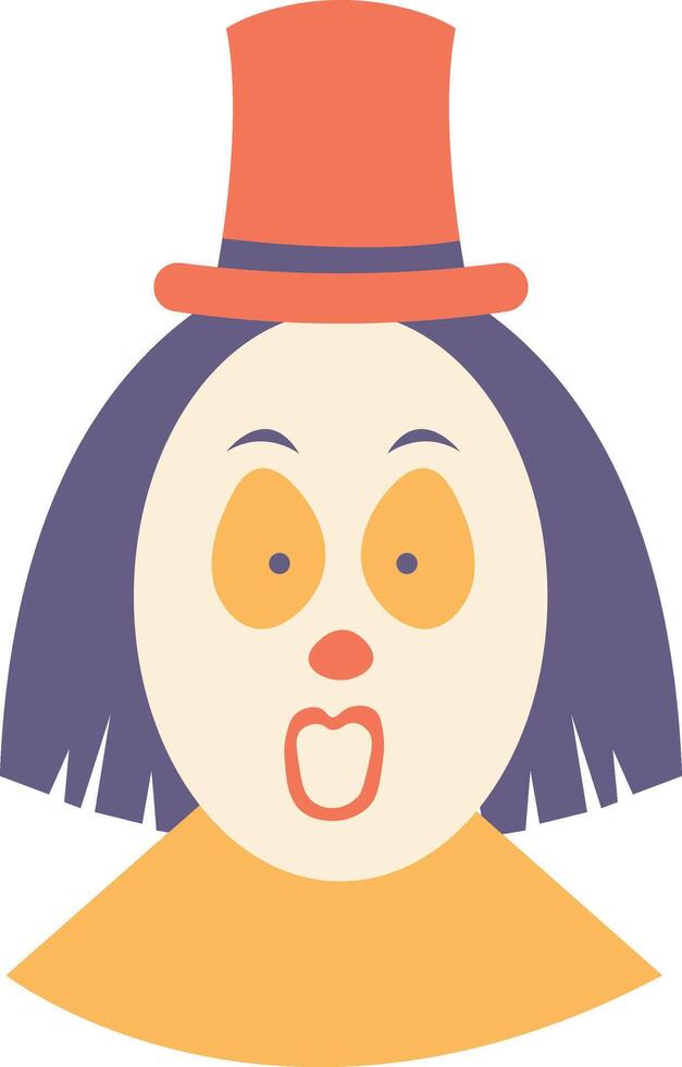 Creepy Clown Mask in Flat Design. vector