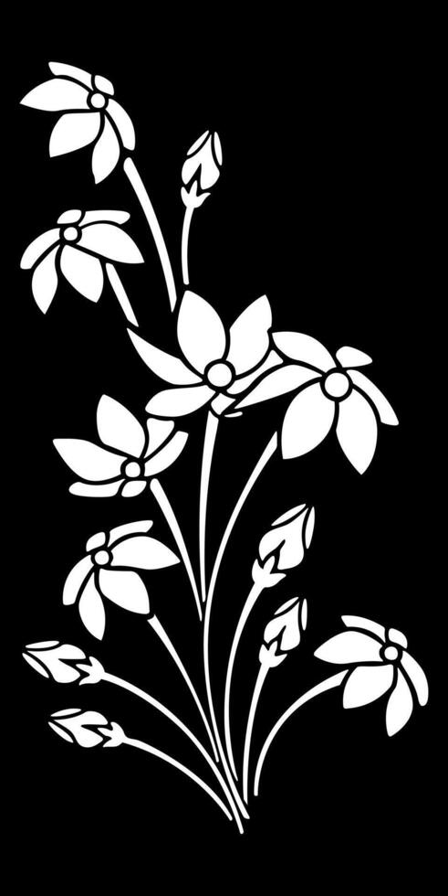 Floral design in black and white with a flower and buds. vector