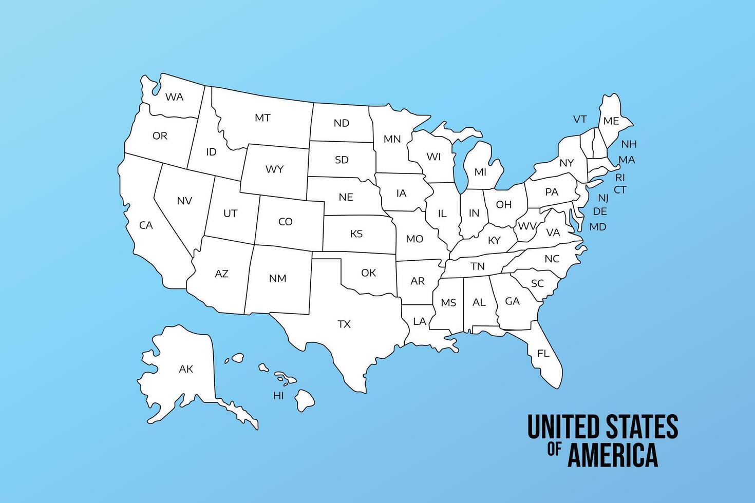 map isolated on United states map. Editable blank map of USA vector