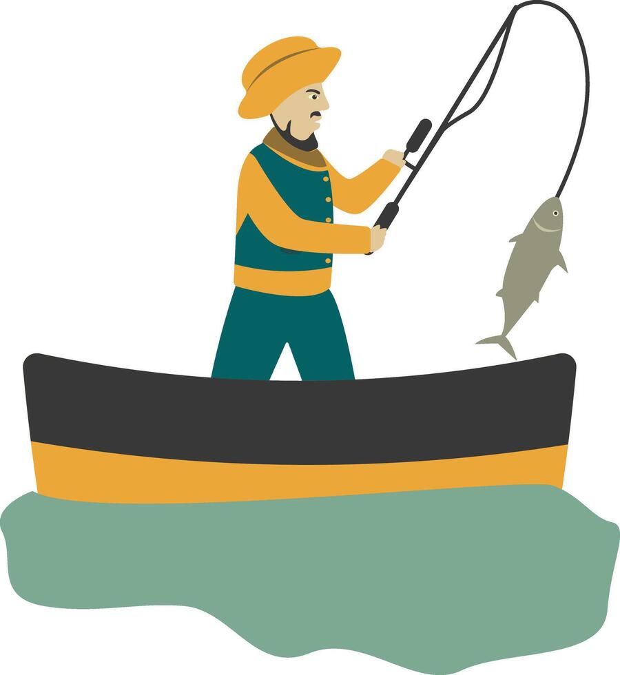 Professional Fisherman Illustration. vector