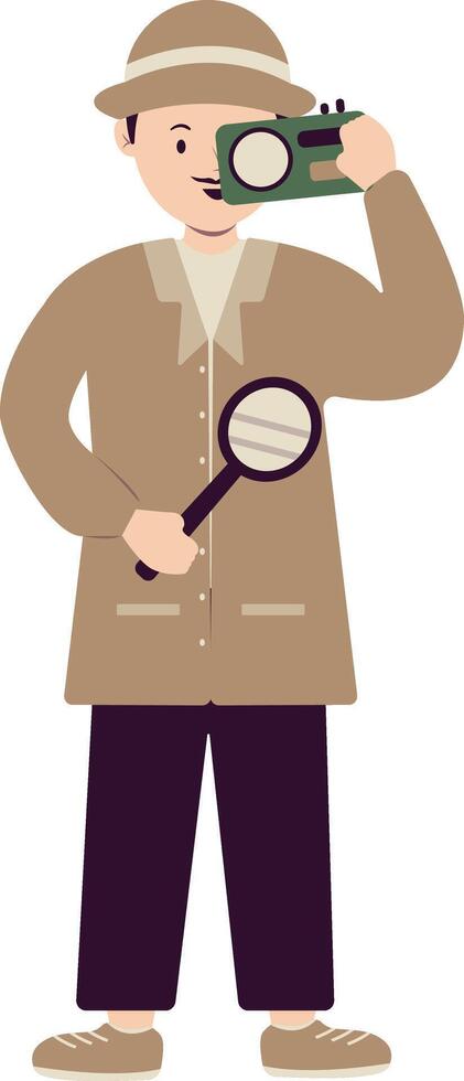 Detective or Spy Character with Flat Design. vector