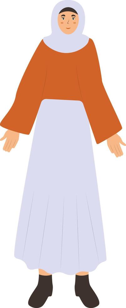 Hijab Muslim Female Style Illustration with Flat Cartoon Design. vector