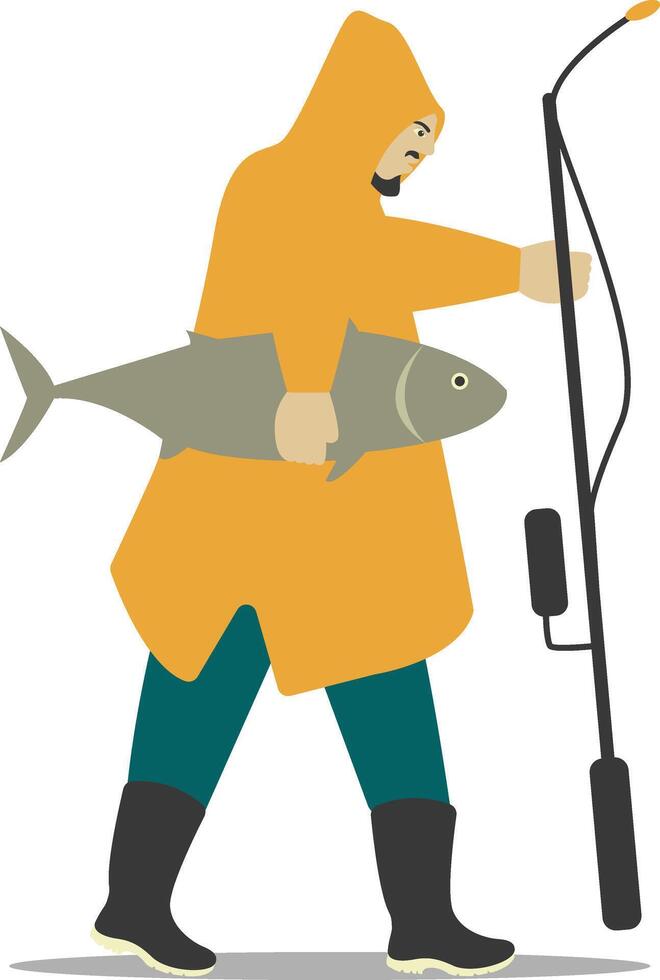 Professional Fisherman Illustration in Cartoon Design vector