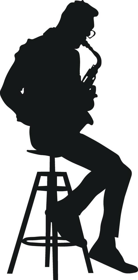 Silhouette of Men Playing Saxophone on White Background vector