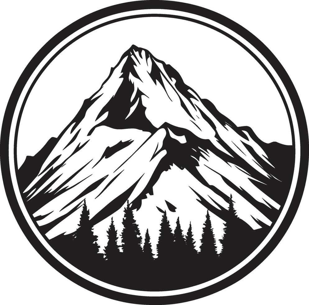 Stylized mountain icon in black format vector