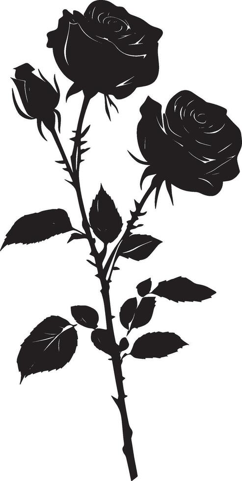 black and white silhouette of a rose vector