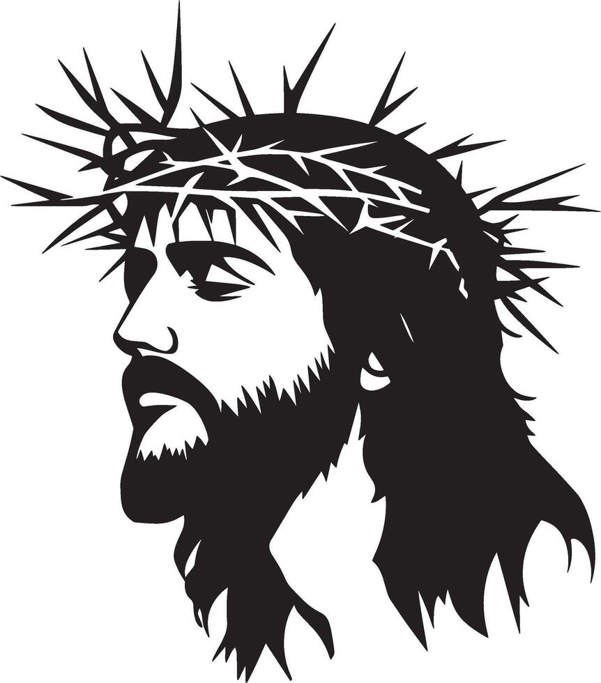 jesus with crown of thorns on his head vector