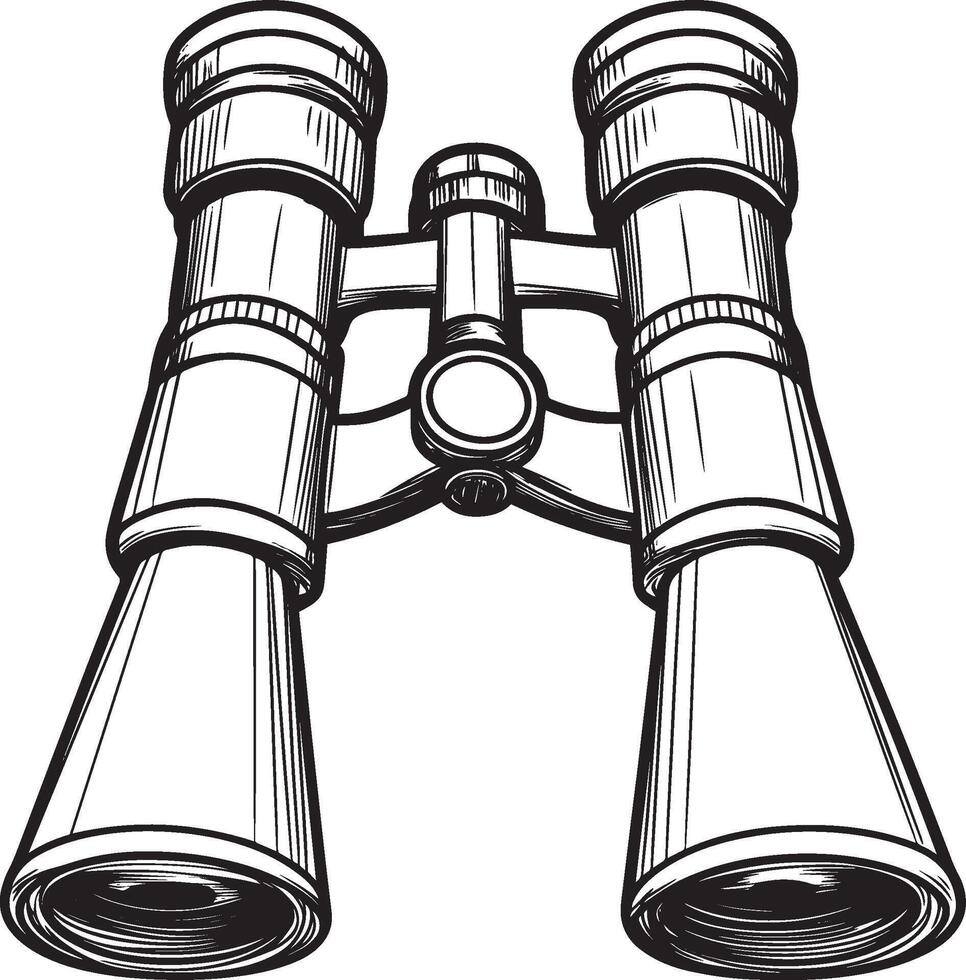 a black and white drawing of binoculars vector