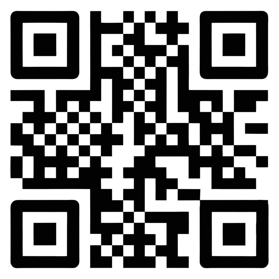 A black square QR code icon on a white background signifies mobile data scan technology vector