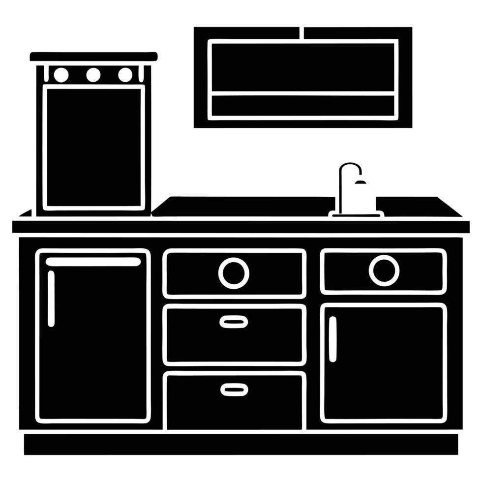 Modern Kitchen Cabinetry with Integrated Appliances vector