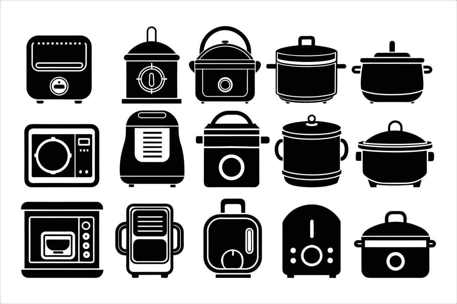 Collection of various kitchen appliances vector