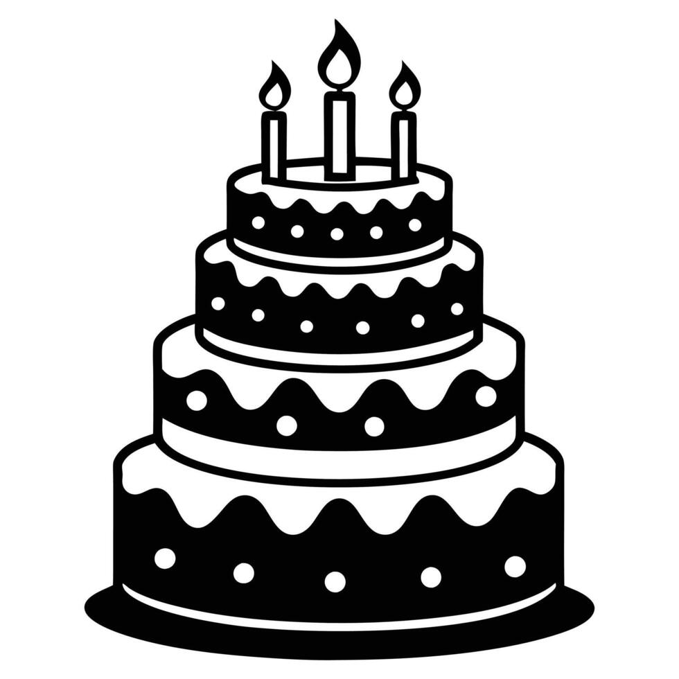 A sweet pink birthday cake illustration with a single candle, perfect for a happy celebration vector