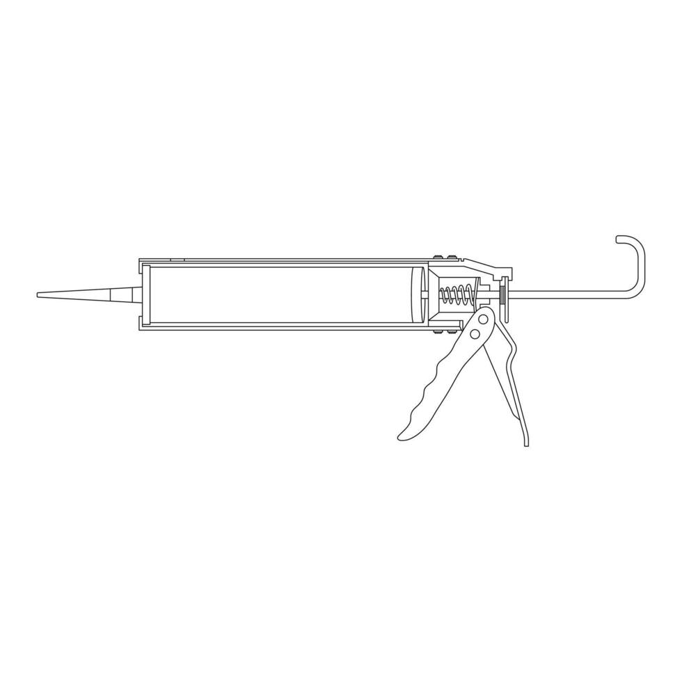 Hand drawn kids drawing illustration sealant gun cartoon isolated vector
