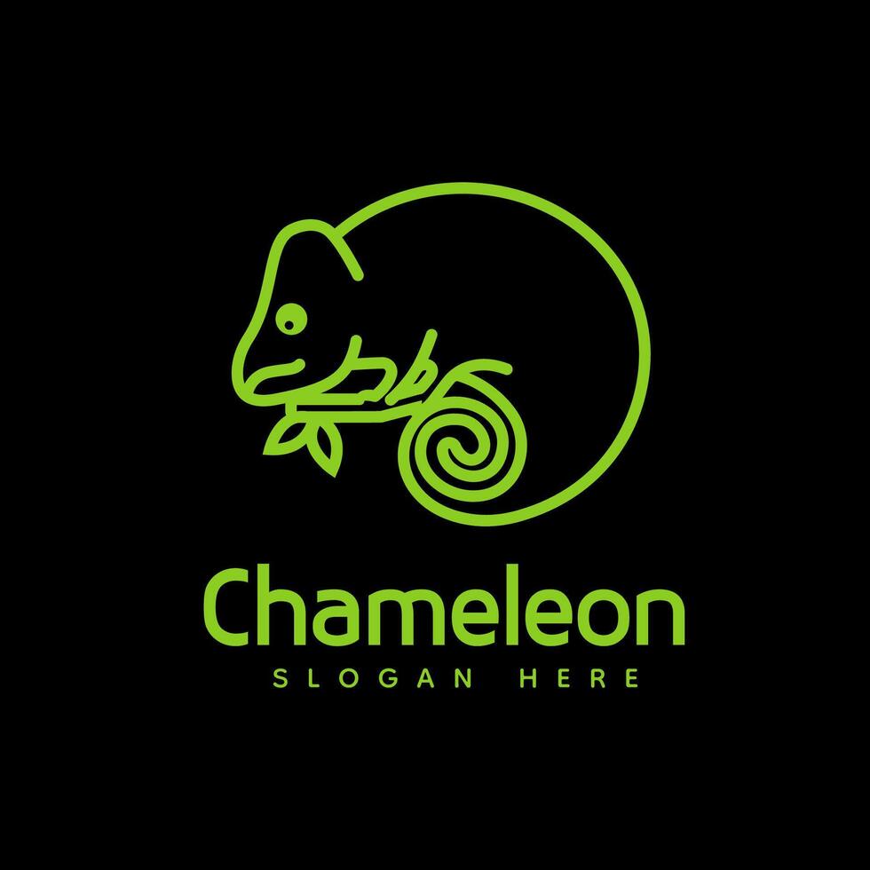 Minimalist Chameleon Logo with Line Art Design vector