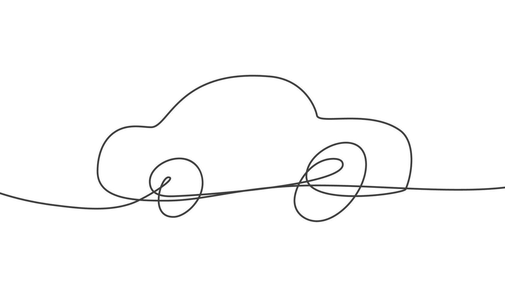 Minimalist One-Line Car Drawing vector