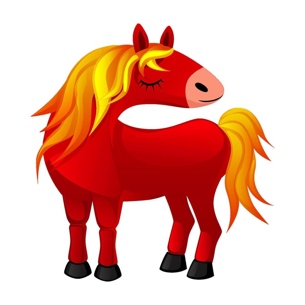Cartoon red horse. Red Fire Horse 2026 Chinese New Year symbol vector