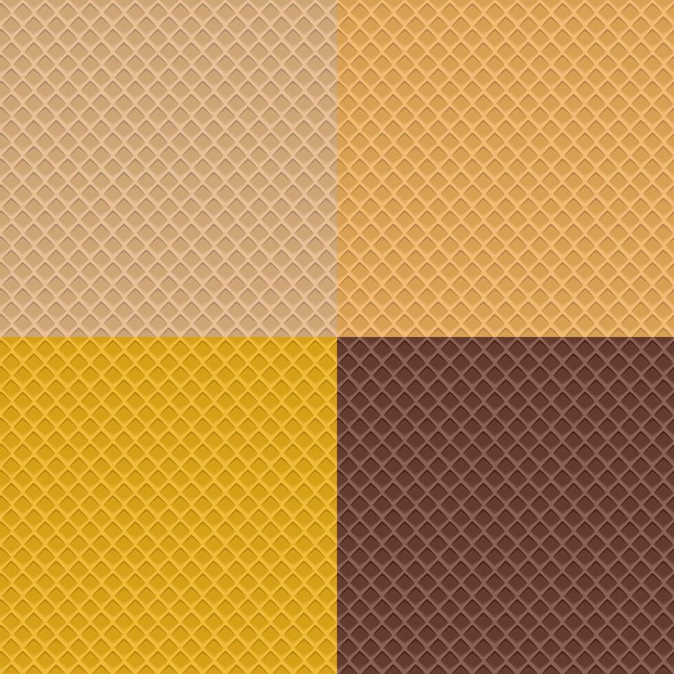 Set of Waffles Seamless or Repeating Textures in colors. Chocolate Waffle tile Texture. Print for fabric textile vector