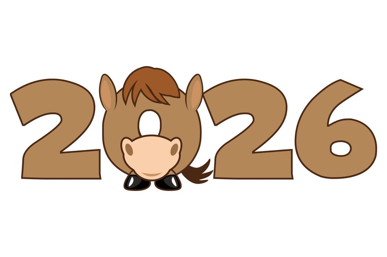 Chinese New Year 2026 in cartoon style with Stylized horse. Horse Character. Animal themed. 2026 New Year vector